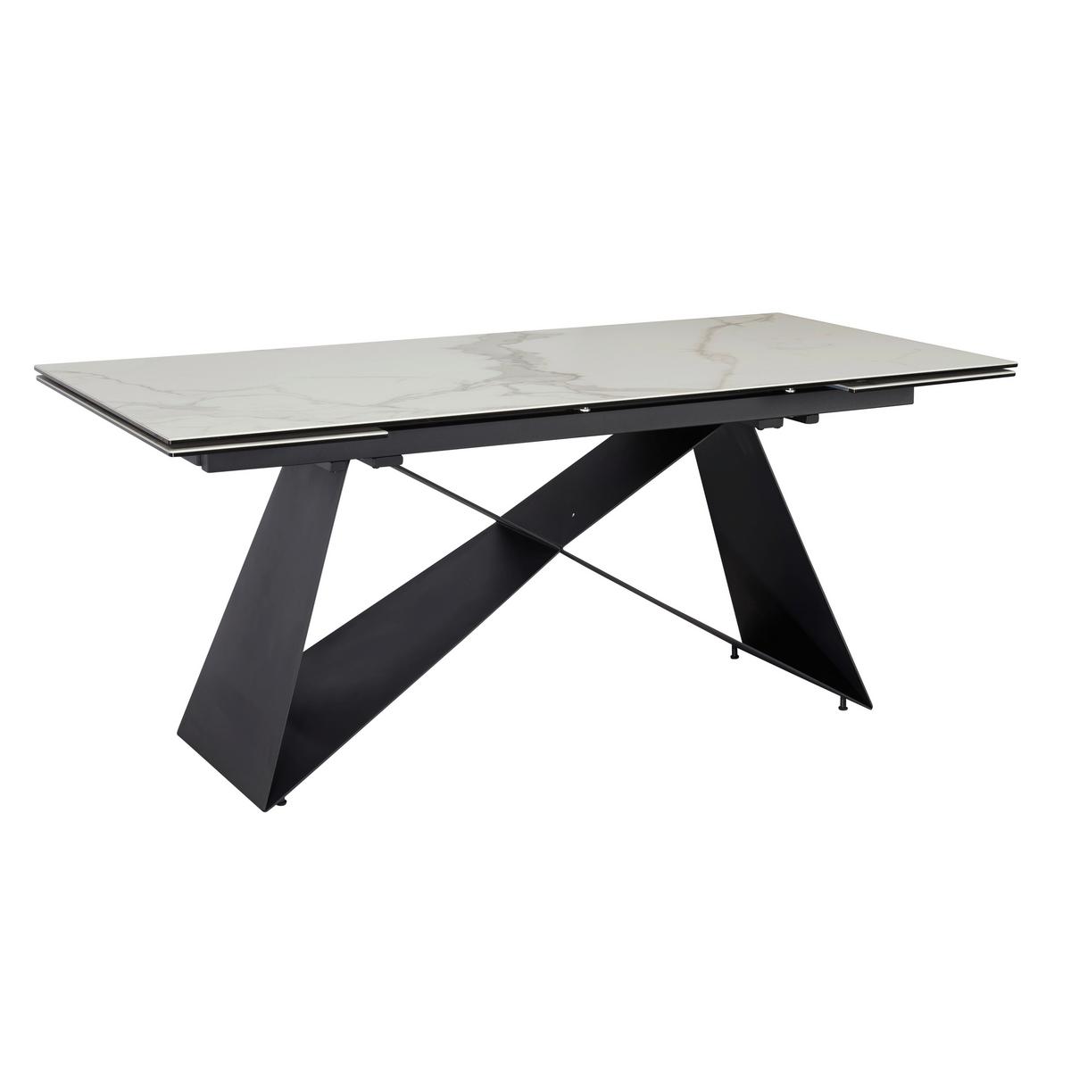 Esstisch Weiß L: 180 cm - Schwarz/Weiß, Design, Keramik/Metall (180/95/78cm) - MID.YOU