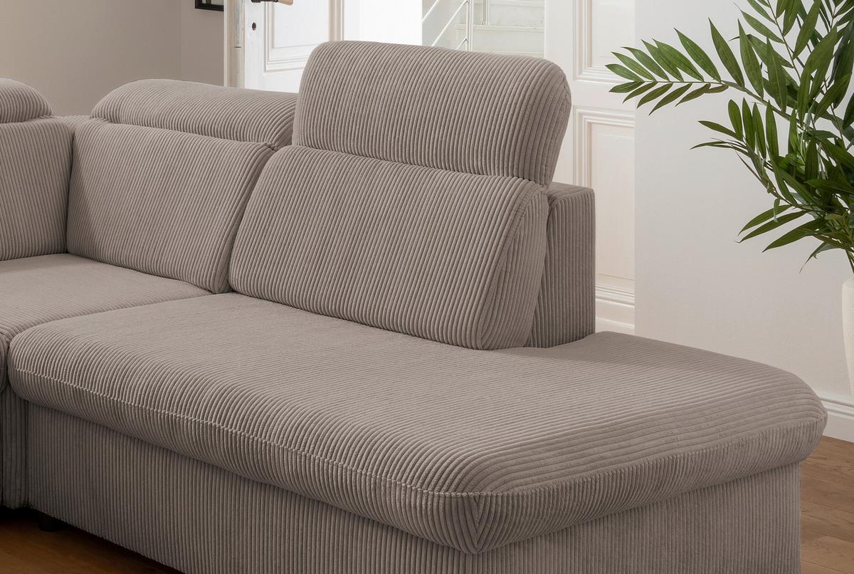 Ecksofa Vasto Graubraun S: 283x228 cm - Chromfarben/Graubraun, Design, Textil (283/228cm) - Livetastic
