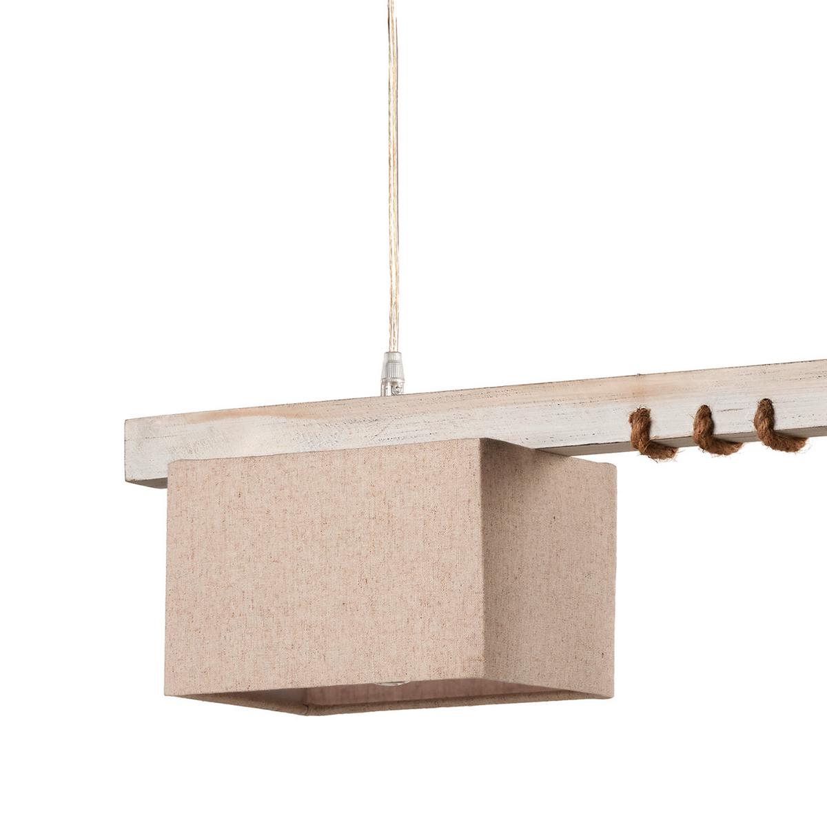 Hängeleuchte 5037/2 - Beige, Natur, Holz/Textil (80/15/100cm)
