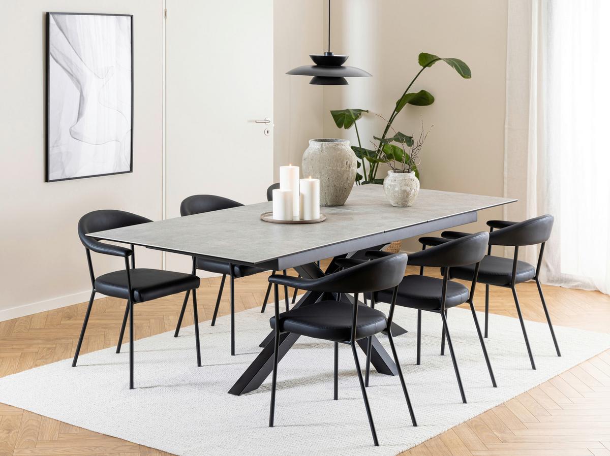Esstisch Ausziehbar Heaven 200-240x100x76cm Schwarz/grau - Schwarz/Grau, Trend, Keramik/Metall (200-240/100/76cm) - MID.YOU