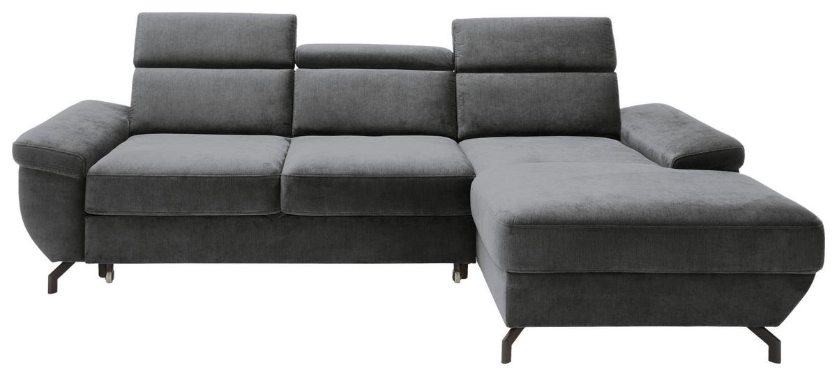 Ecksofa Rima - Anthrazit/Silberfarben, MODERN, Textil (262/182cm) - Trendmanufaktur