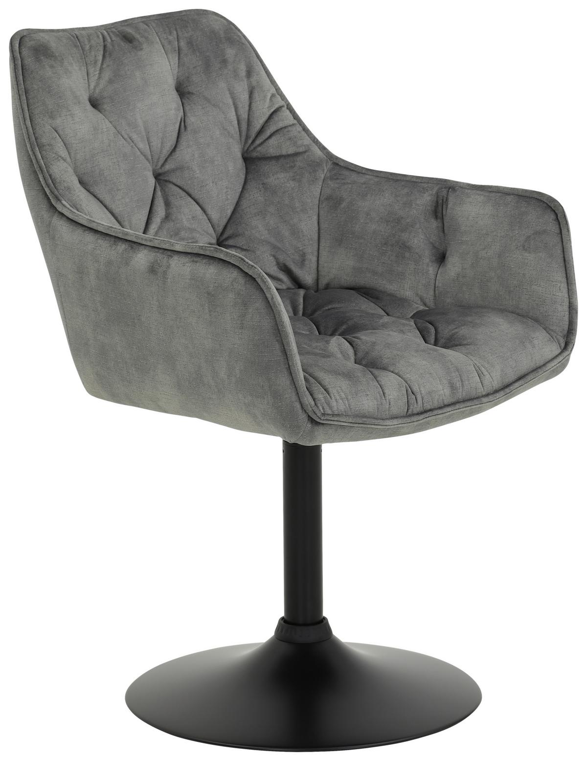 Armlehnstuhl Birte Grau Gepolstert 2er-Set - Schwarz/Grau, MODERN, Textil/Metall (49/83/62cm) - MID.YOU