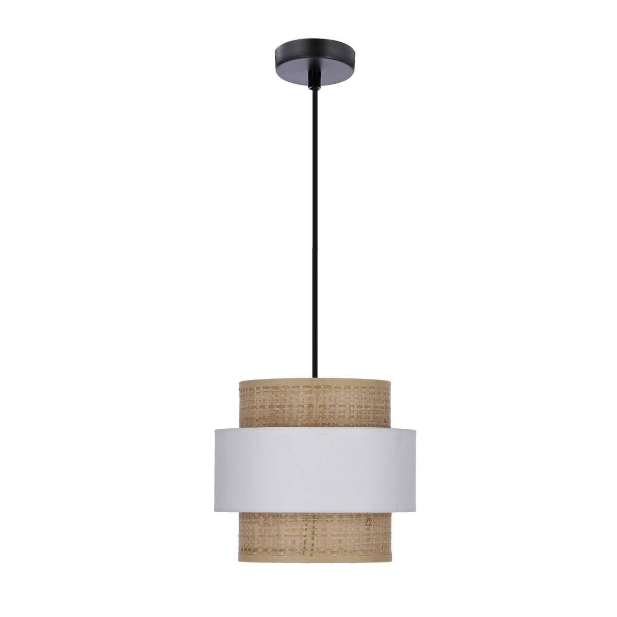 Hängeleuchte 31-18182 Rattan - Creme/Schwarz, Natur, Kunststoff/Metall (20/100cm)