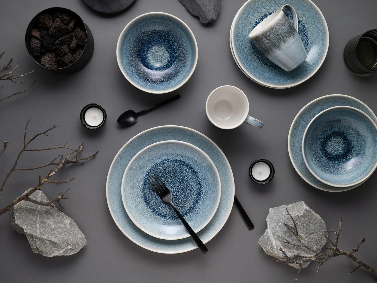 Kombiservice Caldera Hellblau, Weiß 16--Teilig - Weiß/Hellblau, Basics, Keramik - Creatable