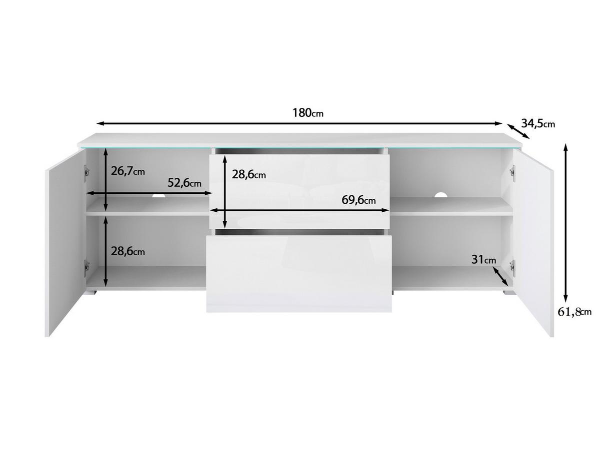 NÍZKÁ KOMODA VERA 181 - šedá/bílá, Trend, kompozitní dřevo/plast (180/61,8/34,5cm) - P & B