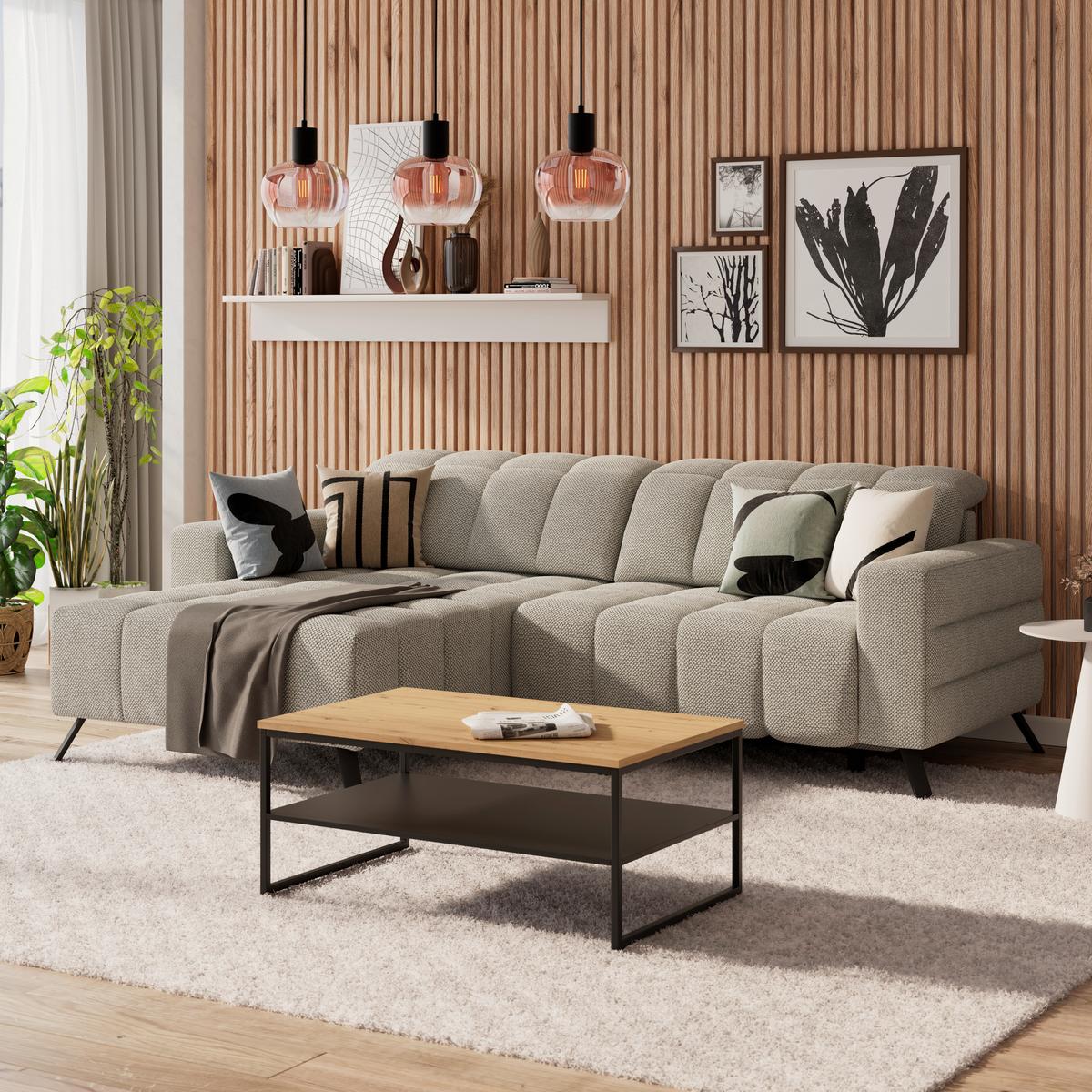 Ecksofa Milano Microfaser hellgrau, B: 178 cm - Hellgrau/Schwarz, MODERN, Holz/Textil (178/256cm) - Luca Bessoni