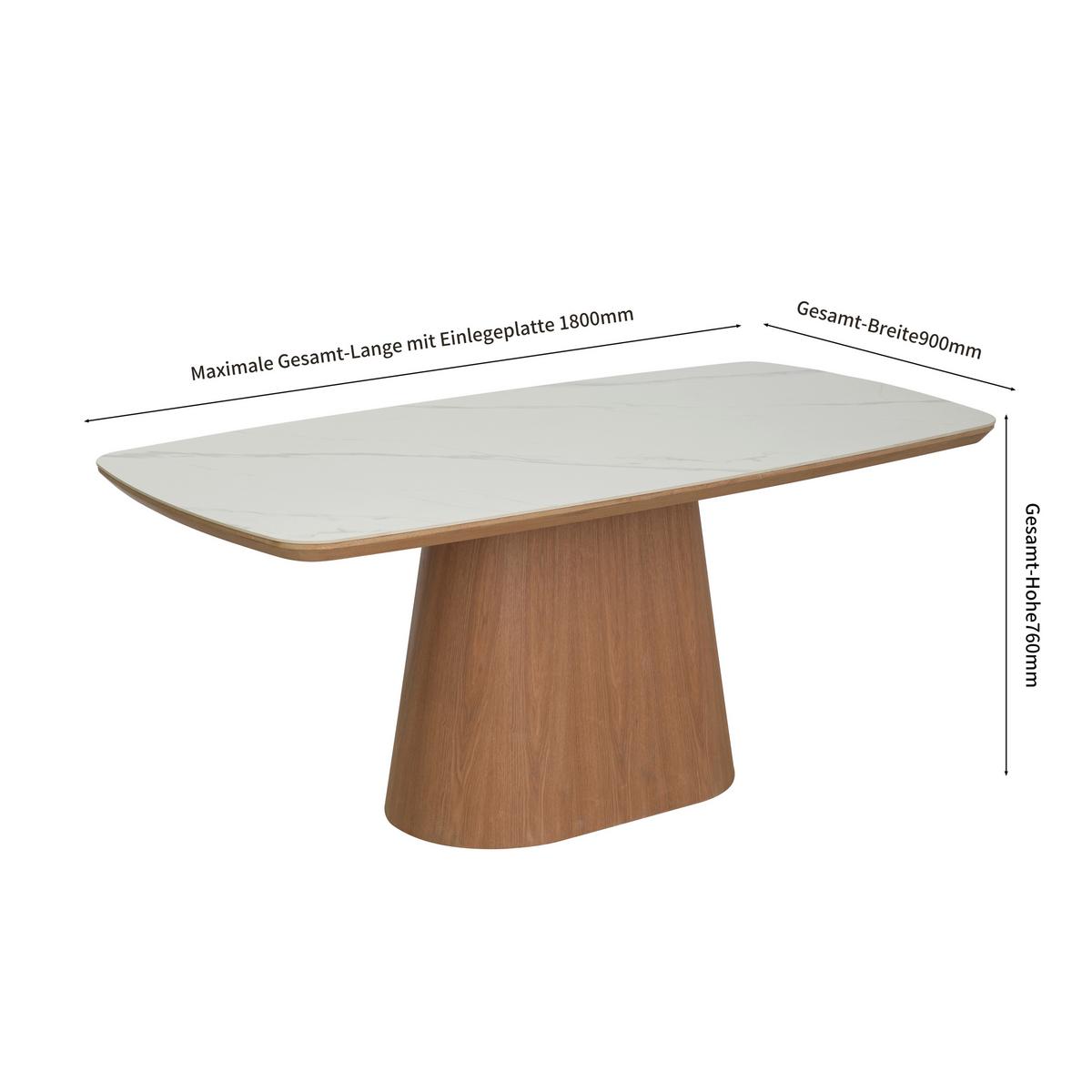 Esstisch Tallinn Naturfarben/Weiß L: 180 cm - Naturfarben/Weiß, MODERN, Keramik/Holzwerkstoff (180/90/76cm) - Livetastic