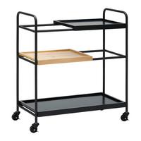 Servírovací vozík GIORGIA - čierna/farba duba, Modern, kov/drevo (70/79/34cm) - Bessagi Home