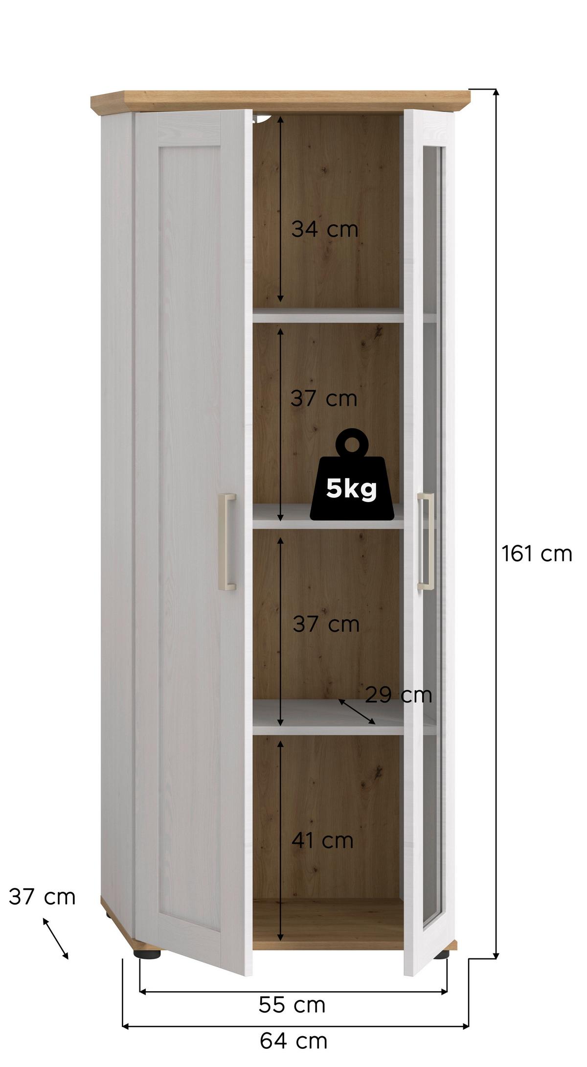 Vitrine Verona Lärchefarben /Eiche Dekor B: 64cm - Lärchefarben/Eiche Artisan, Design, Holzwerkstoff (64/161/37cm) - Livetastic