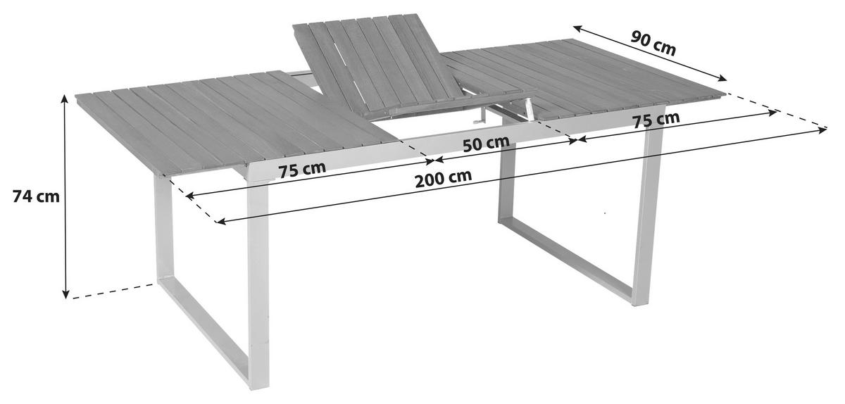 Gartengarnitur 7-tlg. Naxos Akazie/Aluminium - Silberfarben/Grau, ROMANTIK / LANDHAUS, Holz/Textil (150/90/74cm) - Gardenson