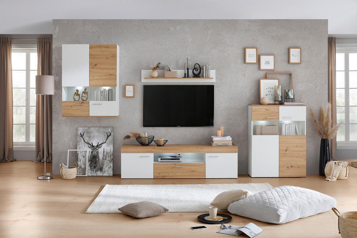 TV-Lowboard Valencia 180 cm Artisan Eiche Dekor - MODERN, Holzwerkstoff (180/49,4/40cm)