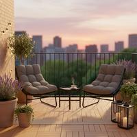 BALKÓNOVÁ ZOSTAVA ELIA - sivá/tmavosivá, Modern, kov/textil - Bessagi Garden