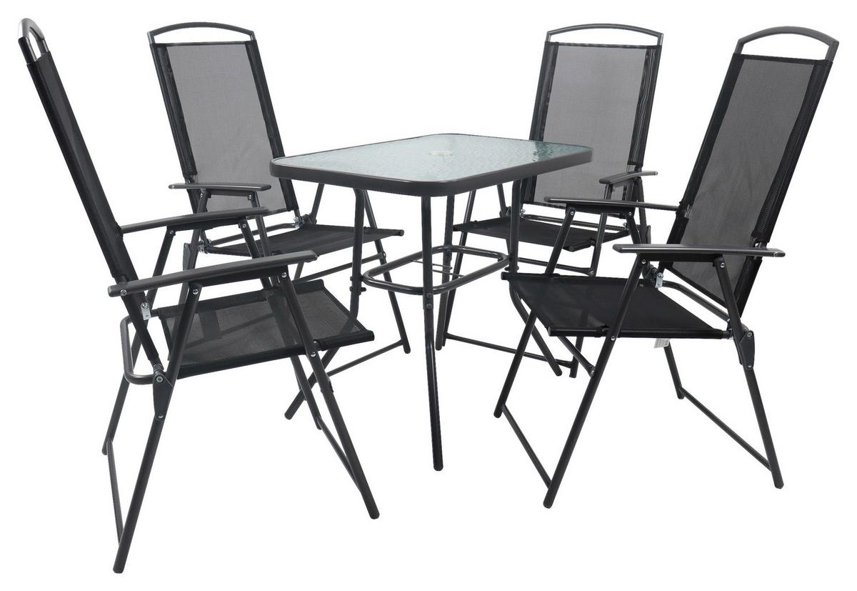 Gartenmöbel Set 5-tlg Aus Metall/textil - Anthrazit, Basics, Textil/Metall - Gardenson