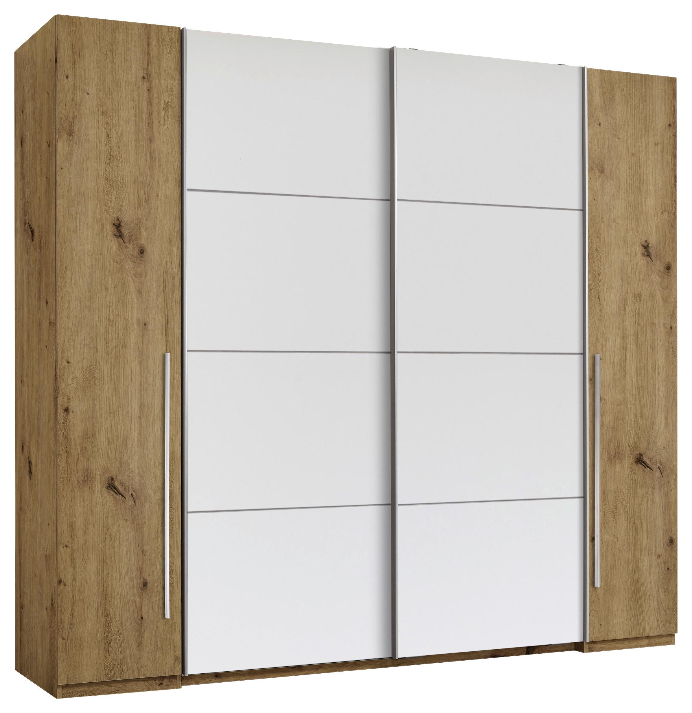 Šatníková skriňa JOKER - biela/farba duba, Konventionell, kov/kompozitné drevo (267/226/61cm) - Mömax