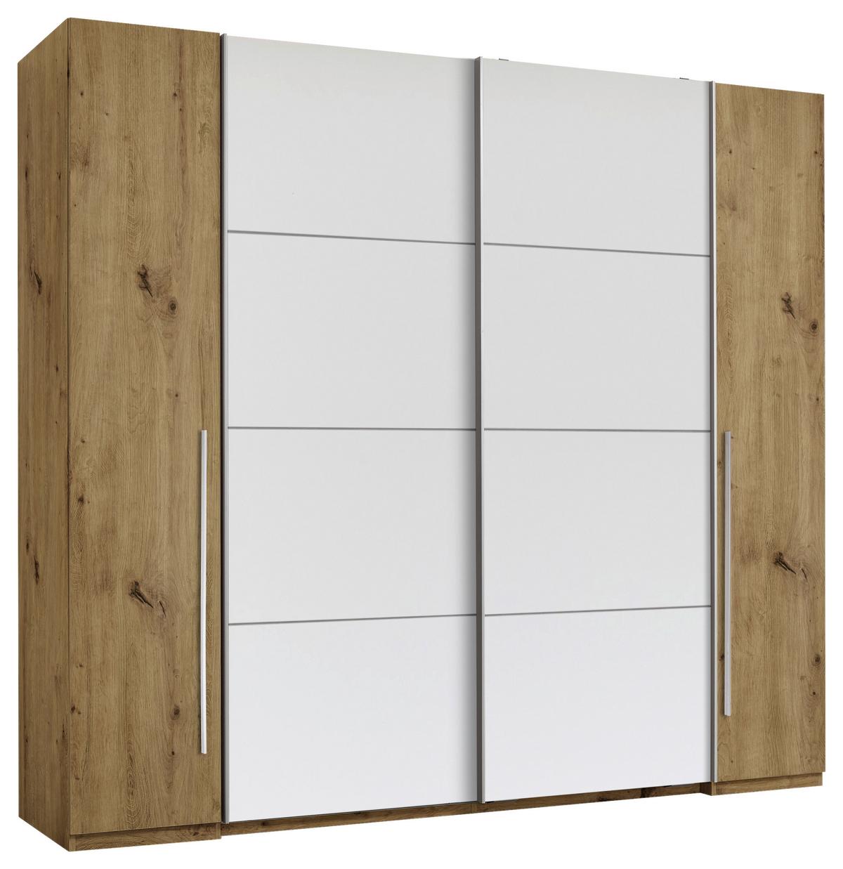 Šatníková skriňa JOKER - biela/farba duba, Konventionell, kov/kompozitné drevo (267/226/61cm) - Mömax