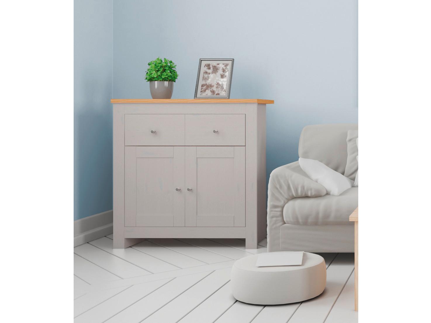 Sideboard Emerald Grau B: 79 Cm - Eichefarben/Grau, Design, Holzwerkstoff (79/81/35cm) - MID.YOU