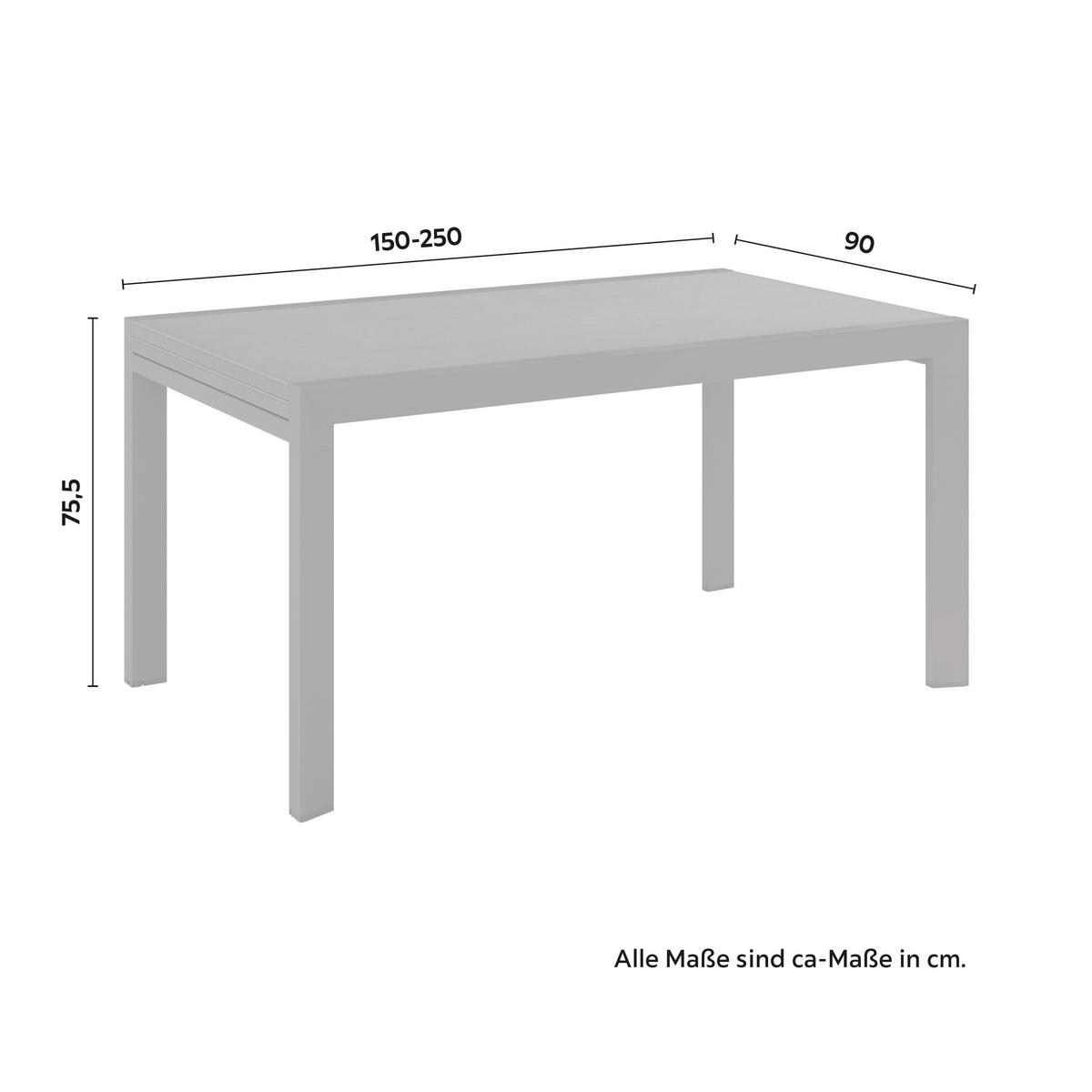 ZAHRADNÍ STŮL LISA - antracitová, Moderní, kov/sklo (150-250/90/75,5cm) - Mömax