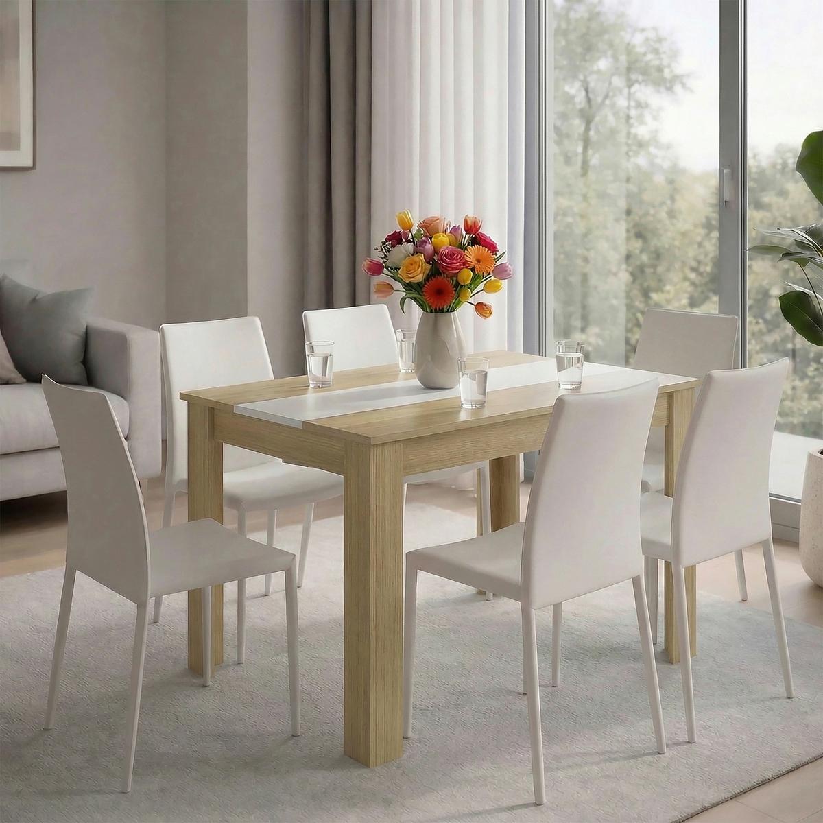 Esstisch Disalo Weiß/Honigeiche L: 140cm - Honigeiche/Weiß, MODERN, Holzwerkstoff (140/80/75cm) - MID.YOU