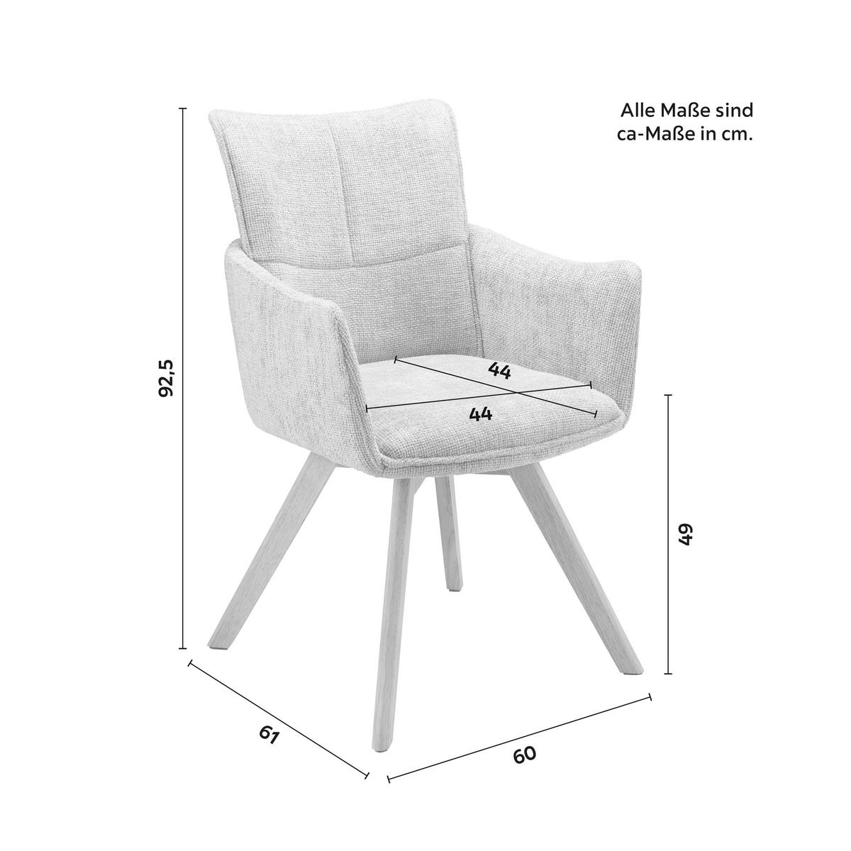 ŽIDLE S PODRUČKAMI TERESA - světle šedá/přírodní barvy, Moderní, kov/dřevo (60/92,5/61cm) - Bessagi Home