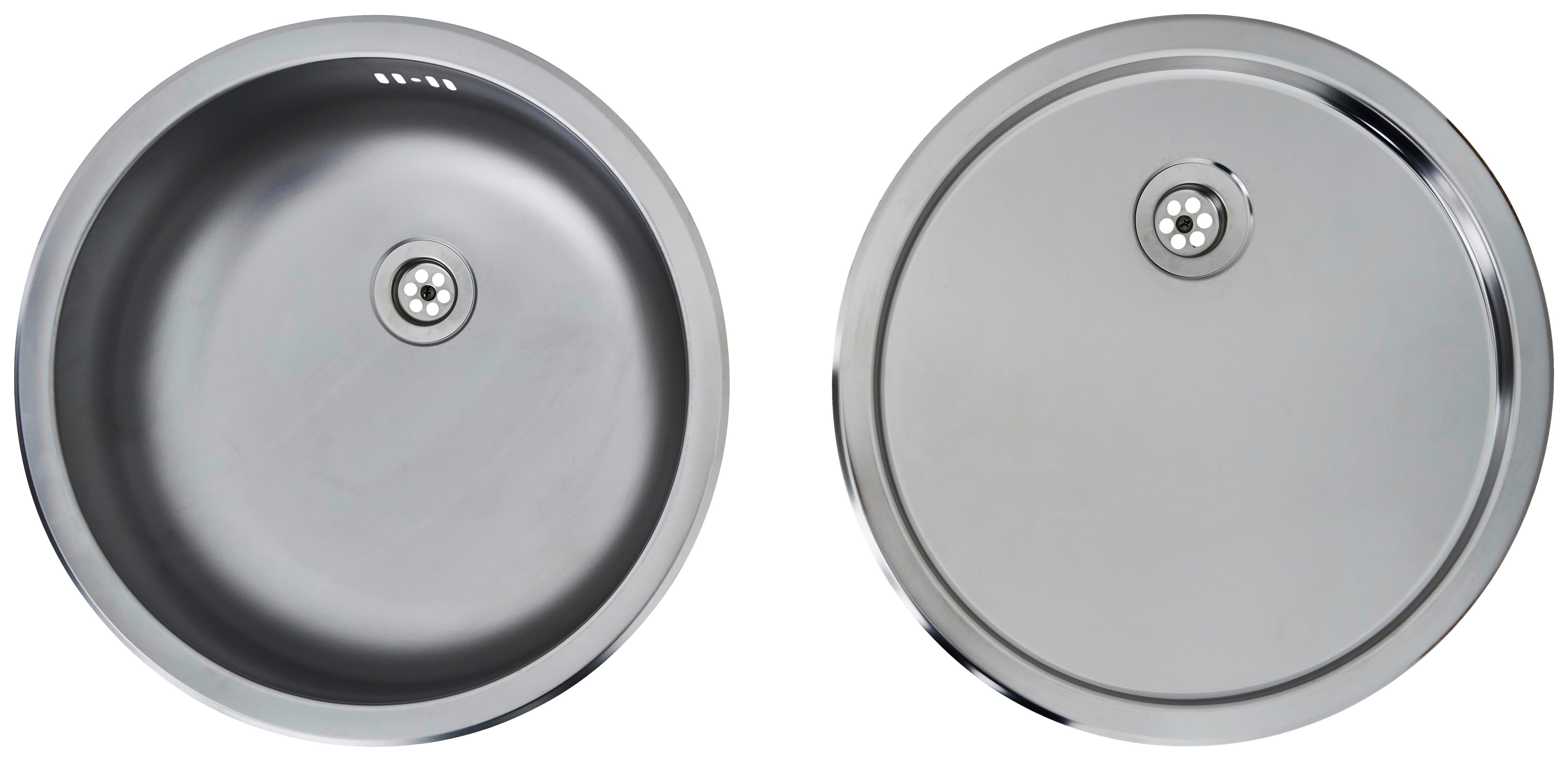 Spüle Respekta Rundbeckenset - Edelstahlfarben, Trend, Metall (44,6/17cm) - Respekta