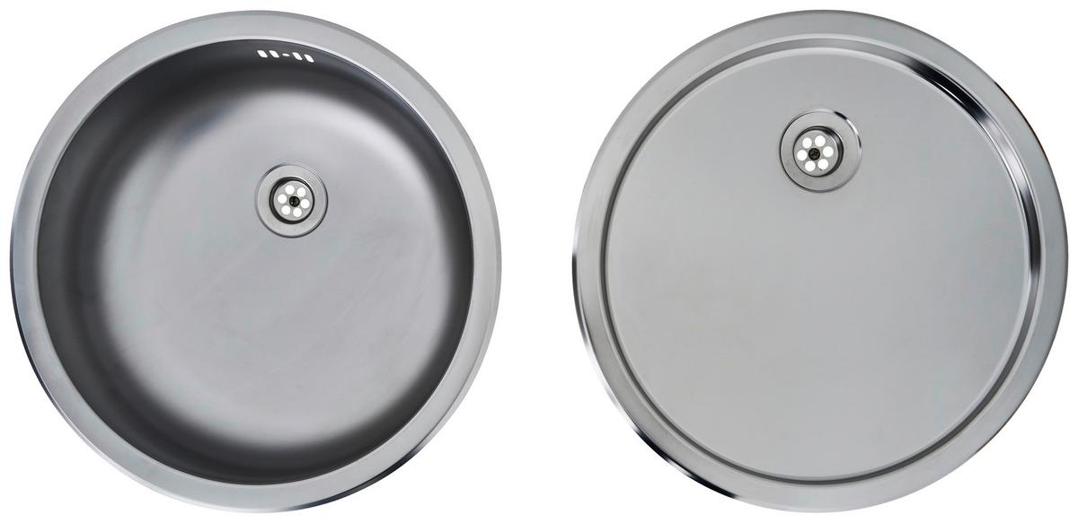 Spüle Respekta Rundbeckenset - Edelstahlfarben, Trend, Metall (44,6/17cm) - Respekta