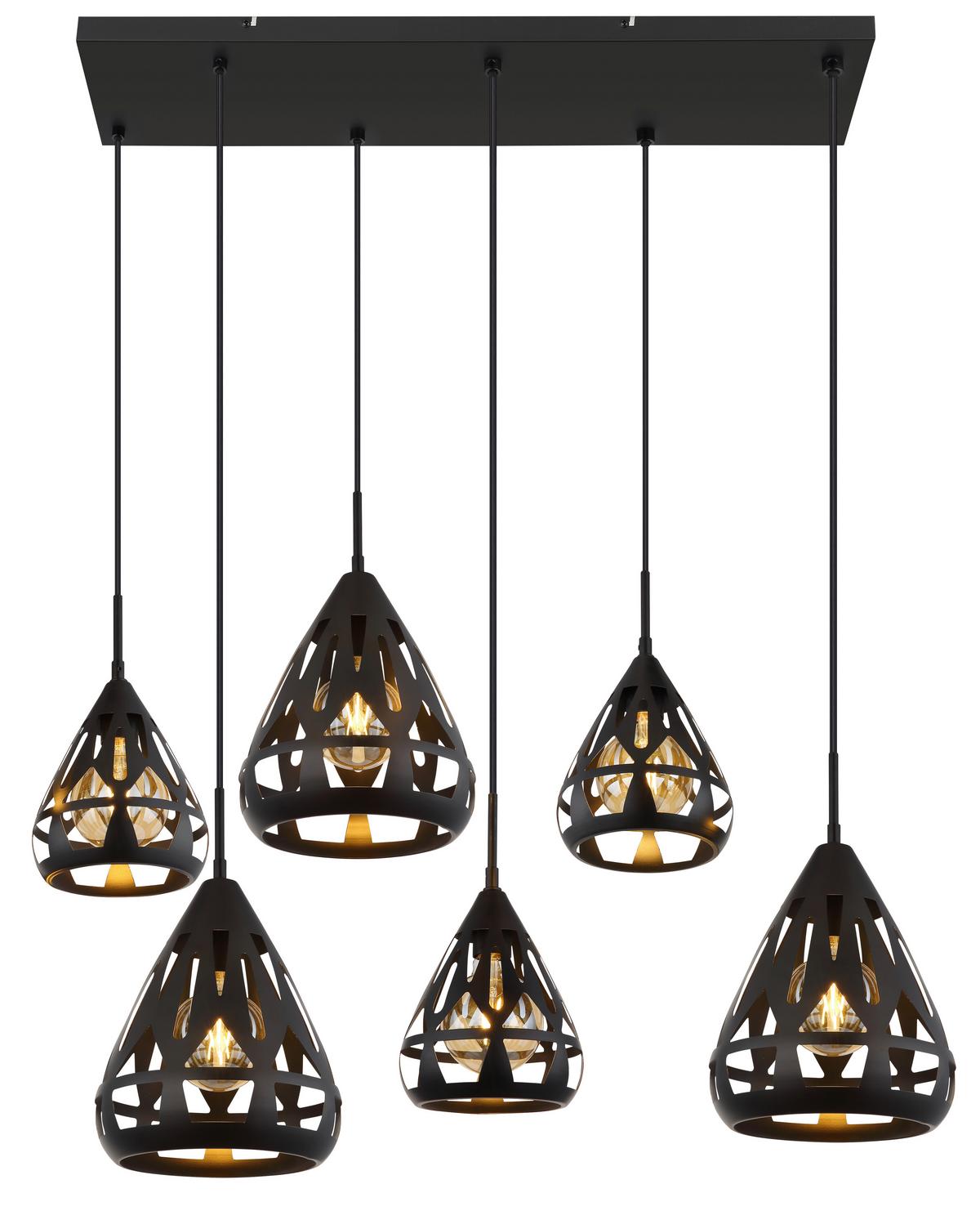 Hängeleuchte 15889-6h - Schwarz, Basics, Kunststoff/Metall (90/43/120cm) - Globo