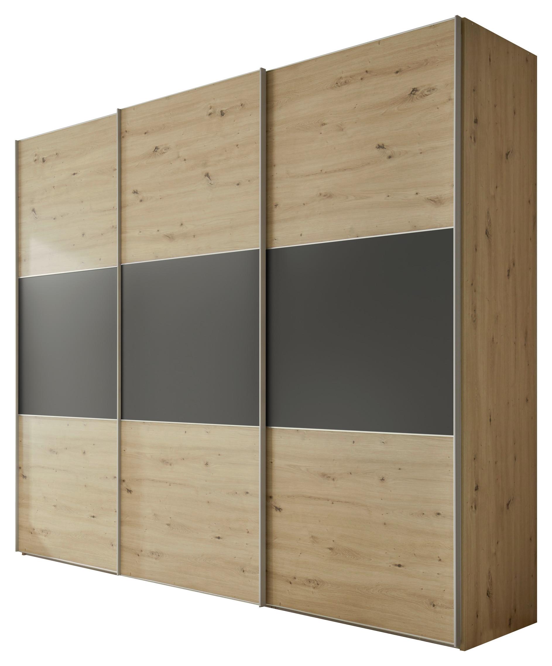 Schwebetürenschrank B: 249 cm Includo Eiche Dekor/Anthrazit