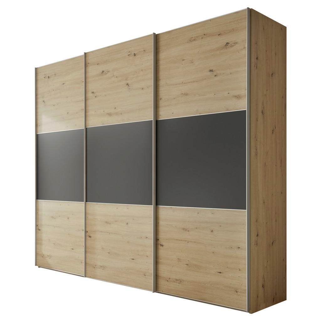 Schwebetürenschrank B: 336 cm Includo Eiche Dekor/Anthrazit