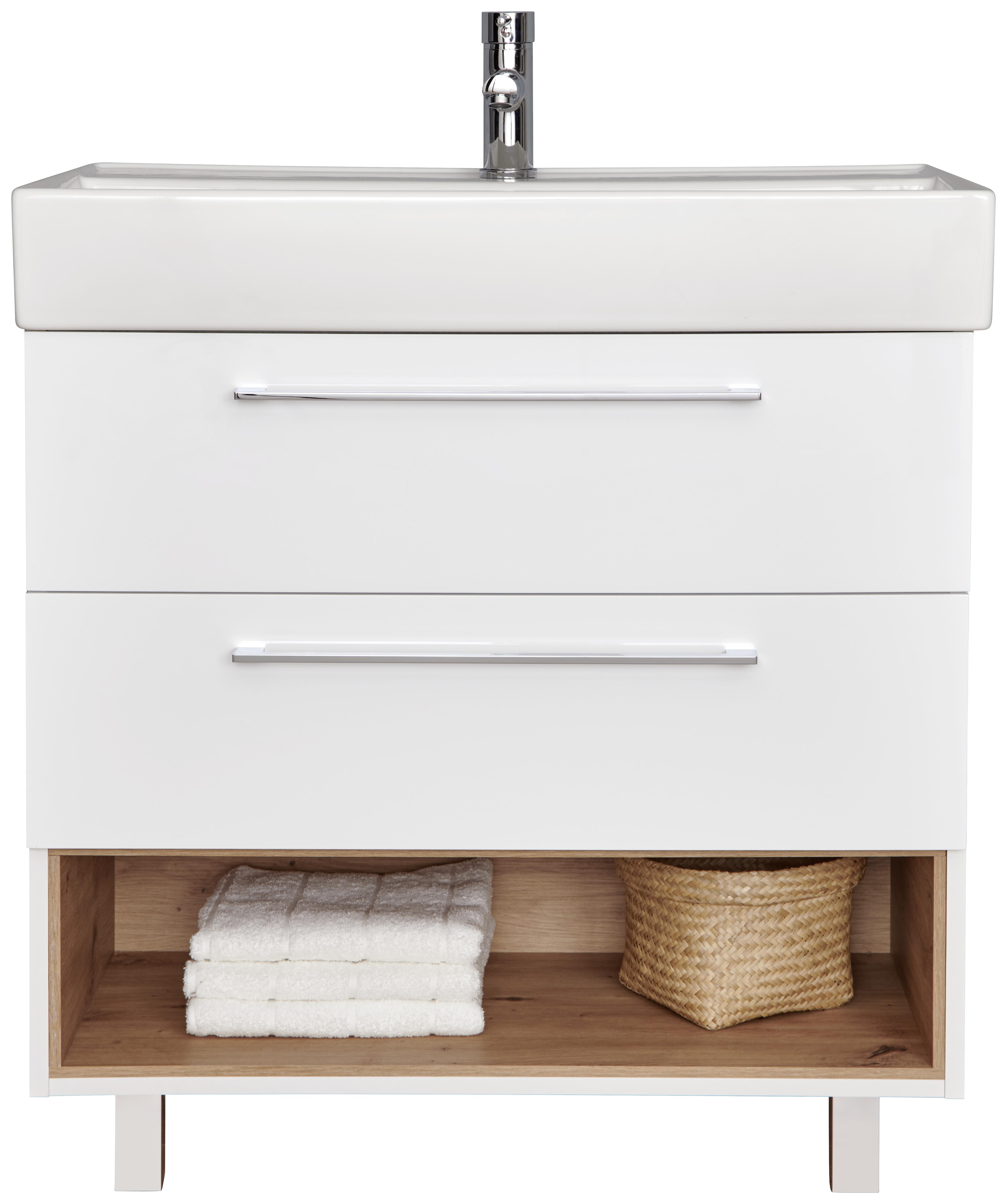 Waschbecken mit Unterschrank + Soft-Close Mura I B 80cm, Weiß