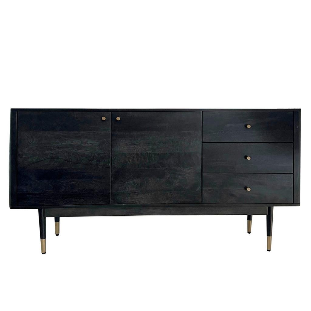 Sideboard Schwarz B: 160 cm