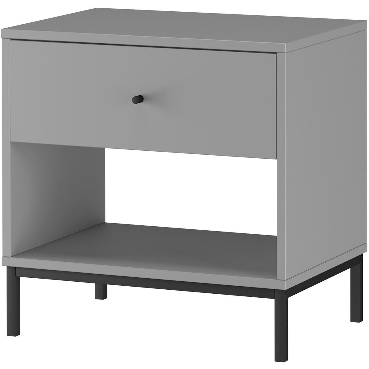 Nachttisch Celine Grau B: 50 cm - Schwarz/Grau, Design, Holzwerkstoff/Metall (50/50/35cm) - MID.YOU