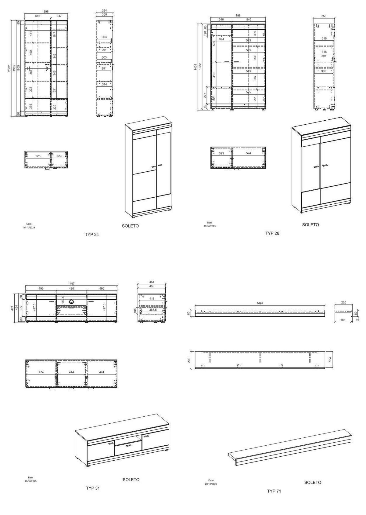 Wohnwand Soleto Graphit/Eichefarben B: 350cm - Eichefarben/Schwarz, Design, Glas/Holzwerkstoff (350/201/45cm) - MID.YOU