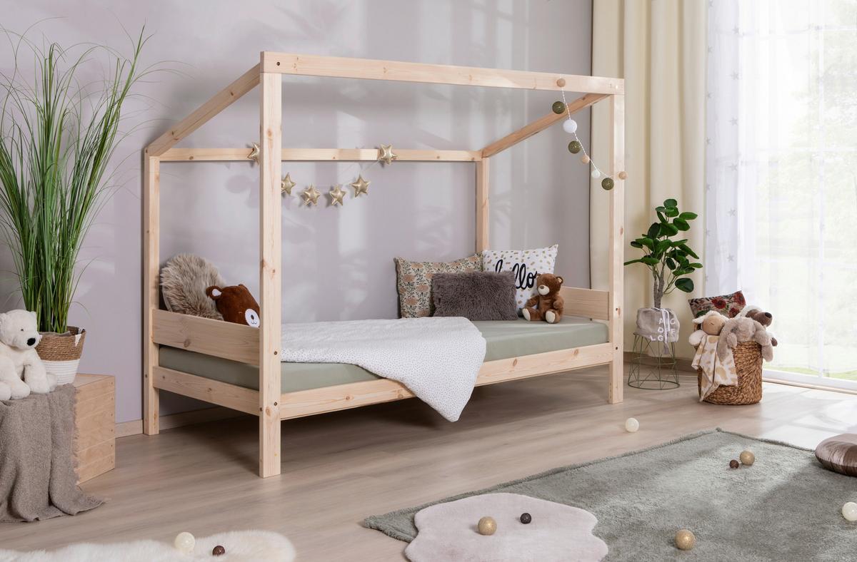 Bodenbett Mit Matratze 90x200 Cm Naturfarben - Naturfarben, MODERN, Holz/Textil (90/200cm) - MID.YOU