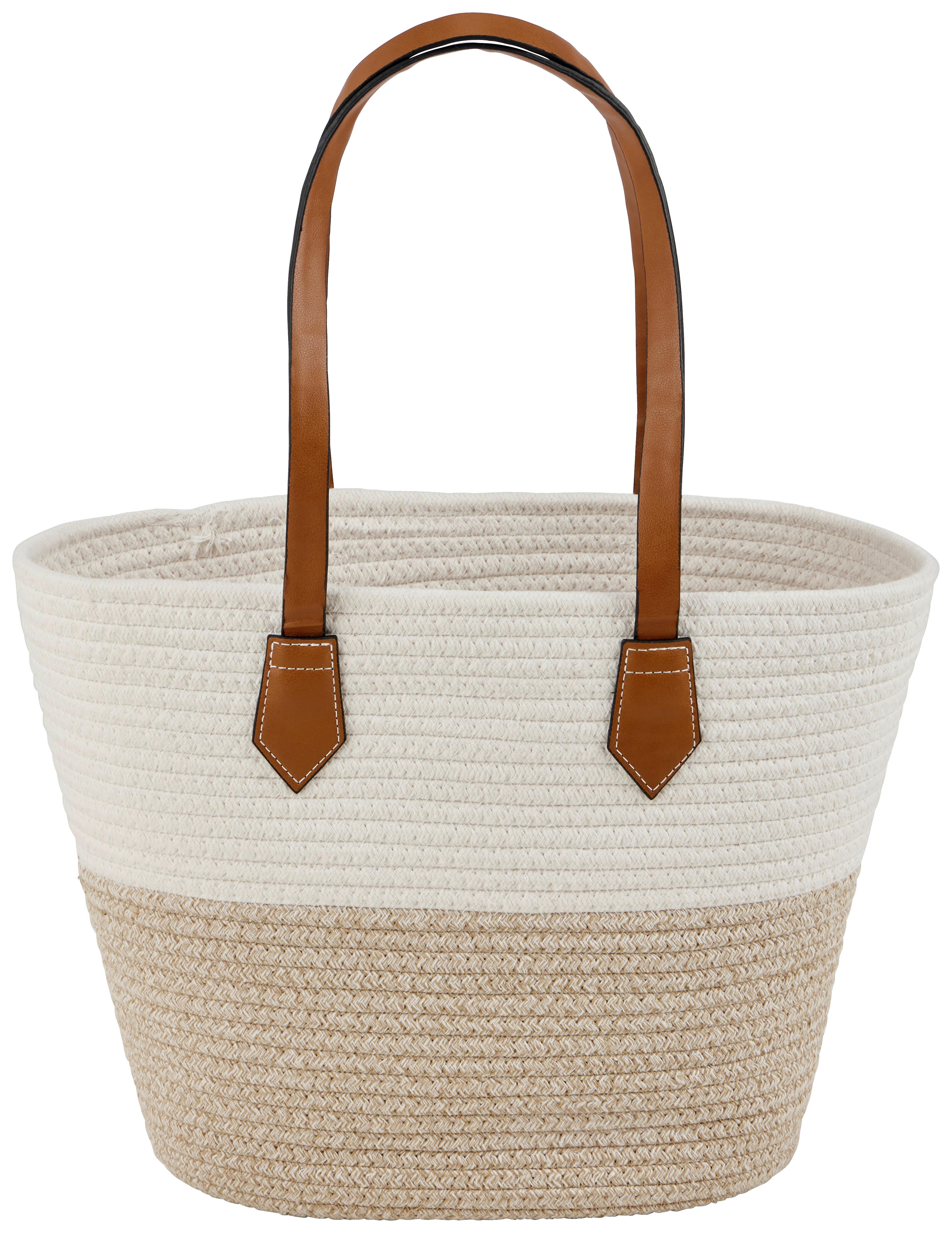Strandtasche Sani - Creme/Weiß, Basics, Kunststoff/Textil - Luca Bessoni