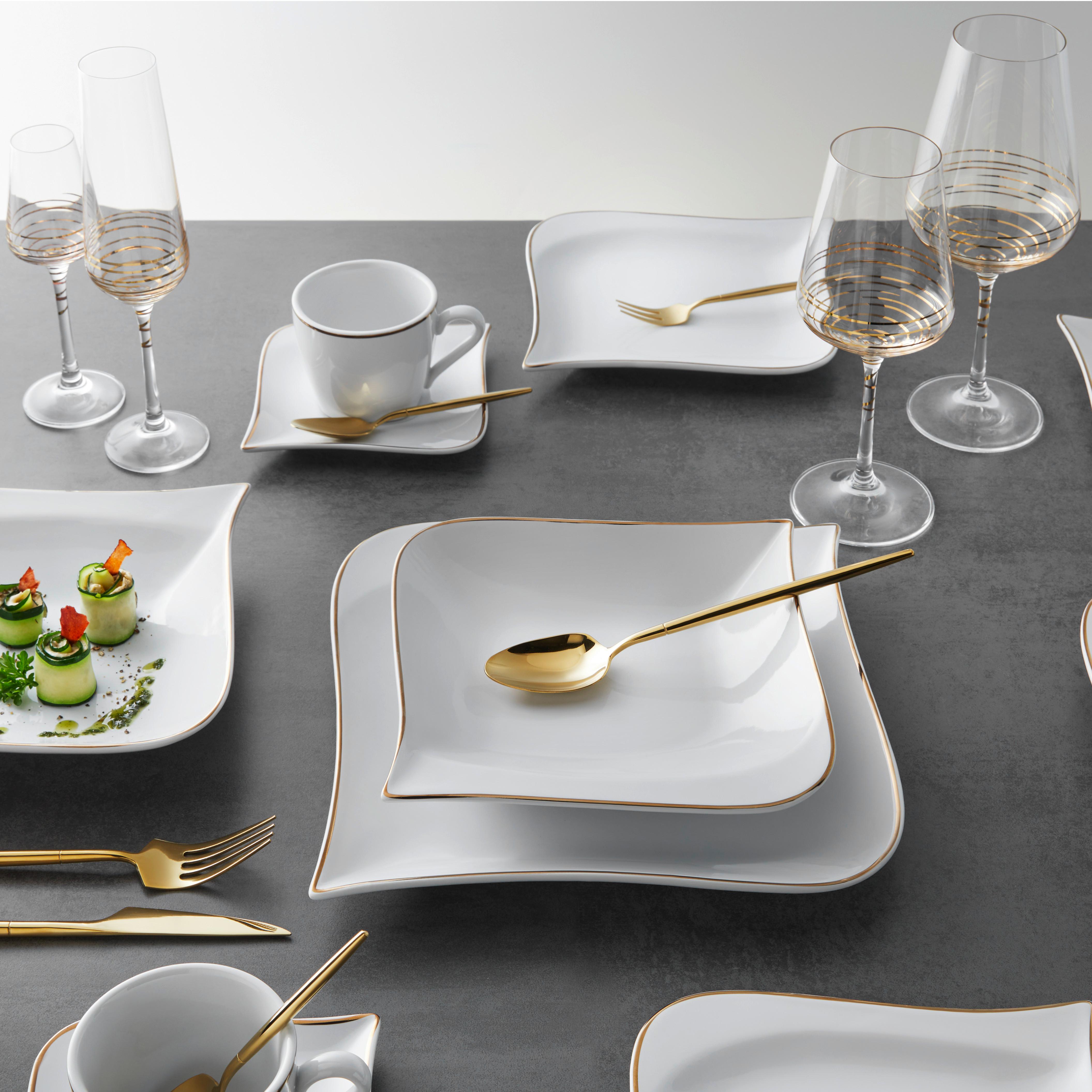 Kombinovaný servis Goldline, 20-dielny - biela/zlatá, Konventionell, keramika - Premium Living
