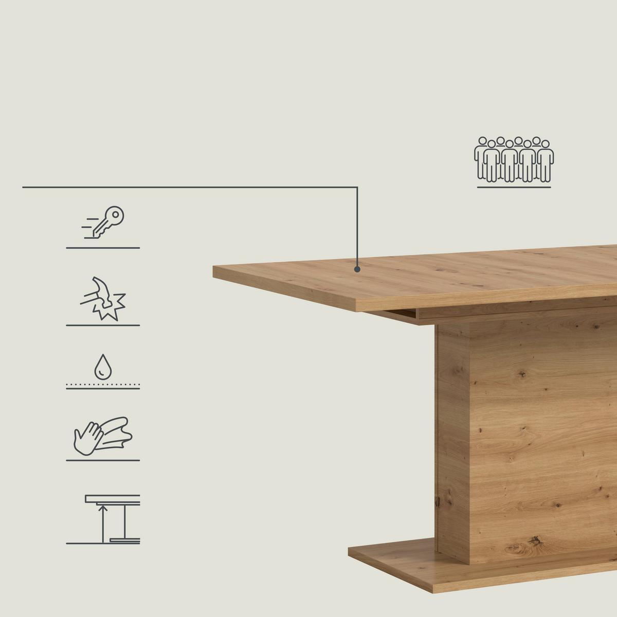 VÝSUVNÝ STŮL MARLON 150 AZ - dub artisan, Konvenční, kompozitní dřevo (150-190/90/76cm) - MID.YOU