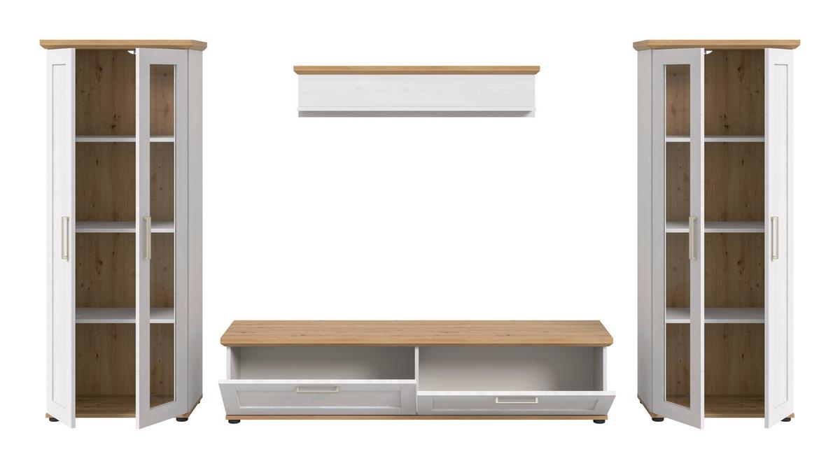 Wohnwand Verona Lärchefarben /Eiche Dekor B: 316cm - Lärchefarben/Eiche Artisan, Design, Holzwerkstoff (316/161/40cm) - Livetastic