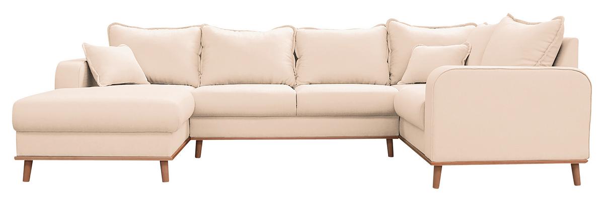 Wohnlandschaft Beata Ecru U: 170x296x167 cm - Wengefarben/Ecru, Design, Textil (170/296/167cm) - Livetastic