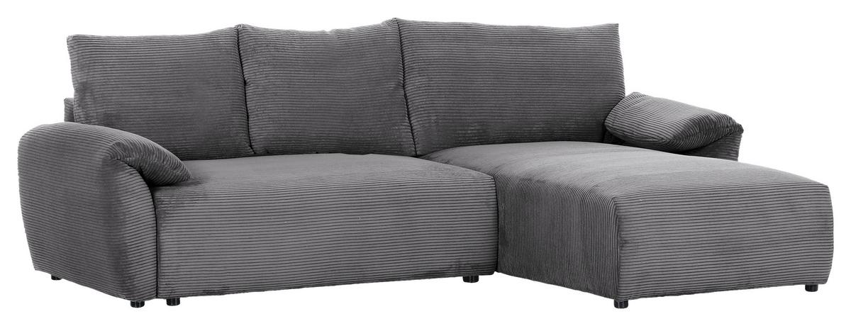 Ecksofa Cuty Dunkelgrau S: 266x180 cm - Dunkelgrau/Schwarz, KONVENTIONELL, Textil (266/180cm) - MID.YOU