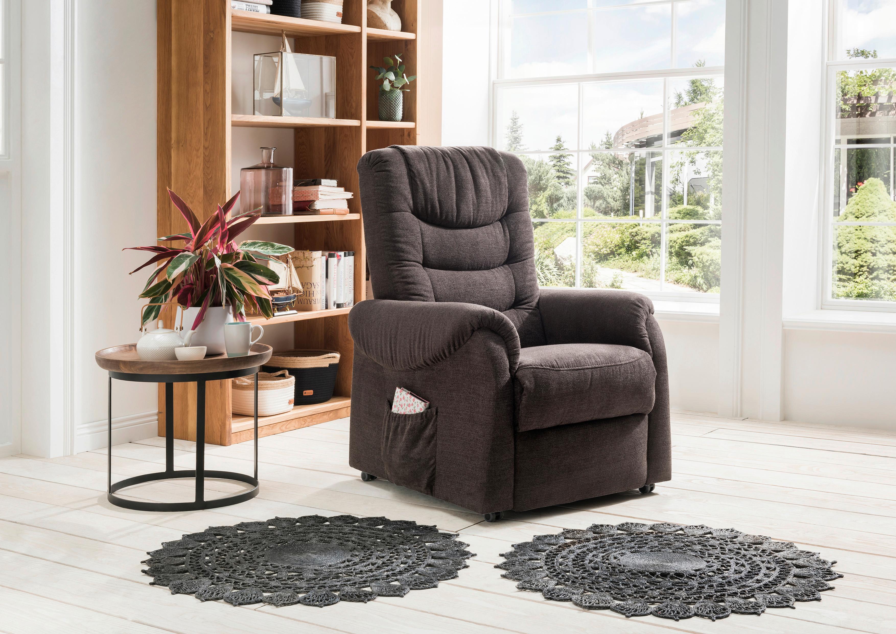 Fernsehsessel Nino Dunkelbraun B: 76 cm - Dunkelgrün/Dunkelbraun, Design, Textil (76/106/94cm) - Livetastic