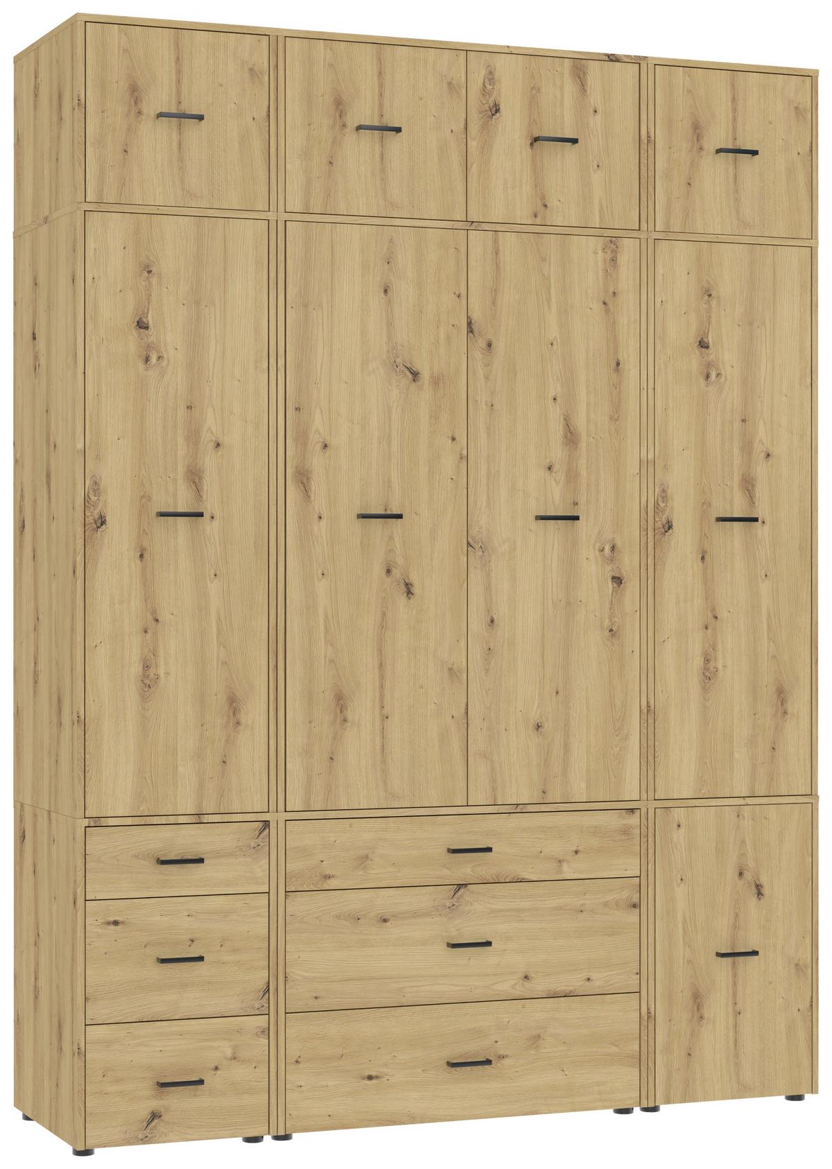 Kleiderschrank Kivo Eiche Artisan Dekor, B: 180 Cm - Eiche Artisan, Basics, Holzwerkstoff (180/239,40/52,1cm)