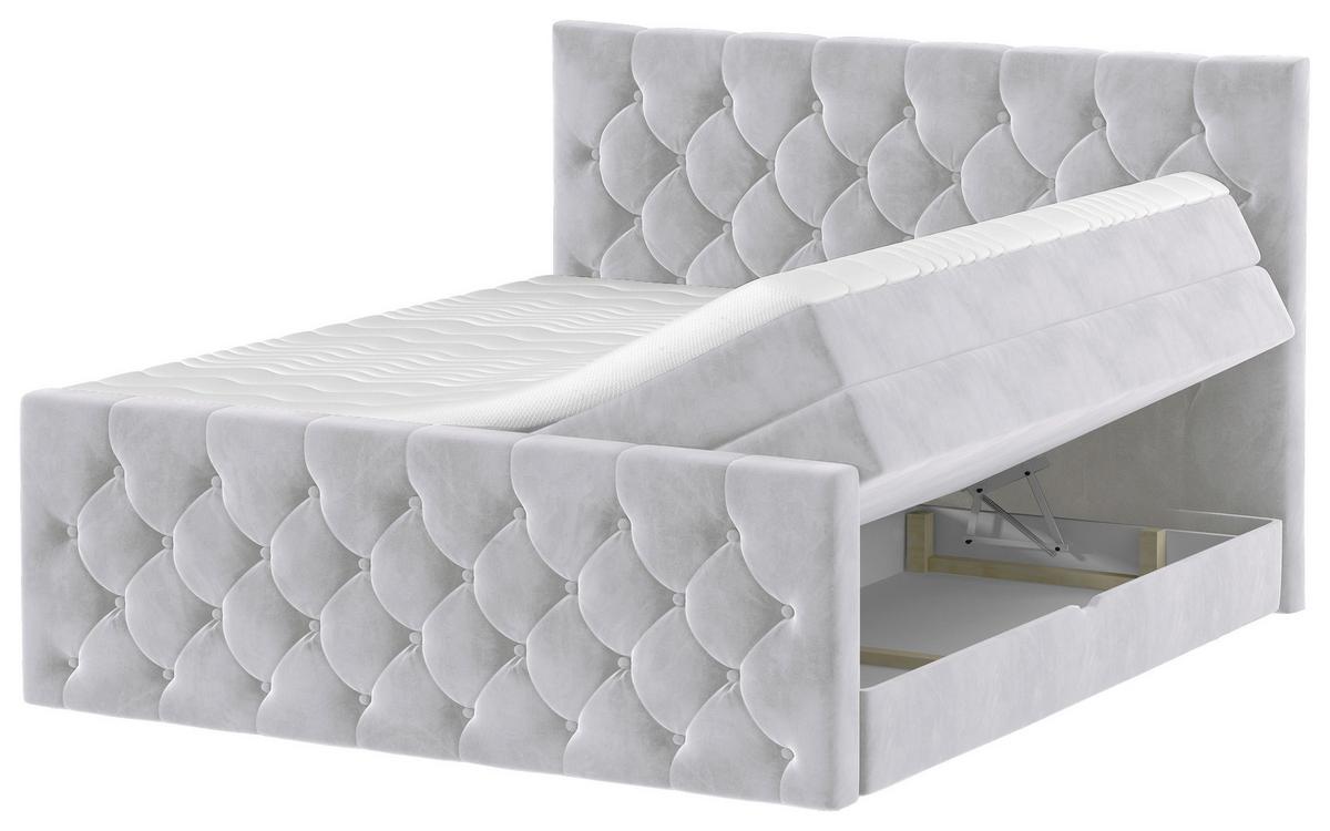 Boxspringbett Swing 16 Silberfarben 180x200 cm H2 - Beige/Silberfarben, ROMANTIK / LANDHAUS, Textil (180/200cm) - James Wood