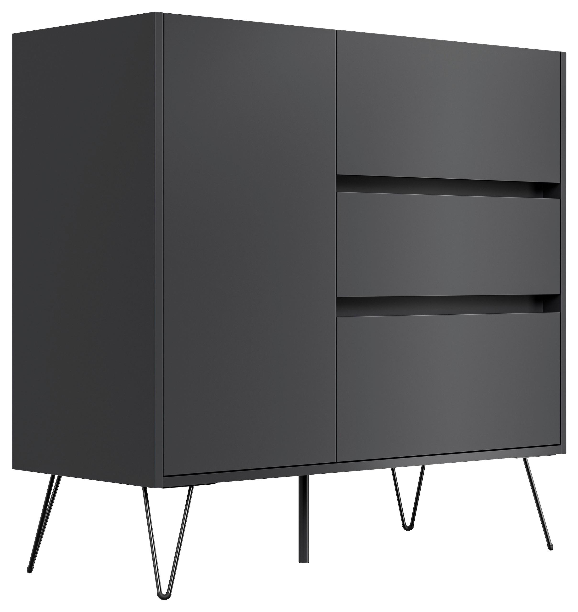 Sideboard Posseik Industrial Graphitfarben B: 99 cm - Schwarz/Graphitfarben, Design, Holzwerkstoff (99/93,6/42cm) - P & B