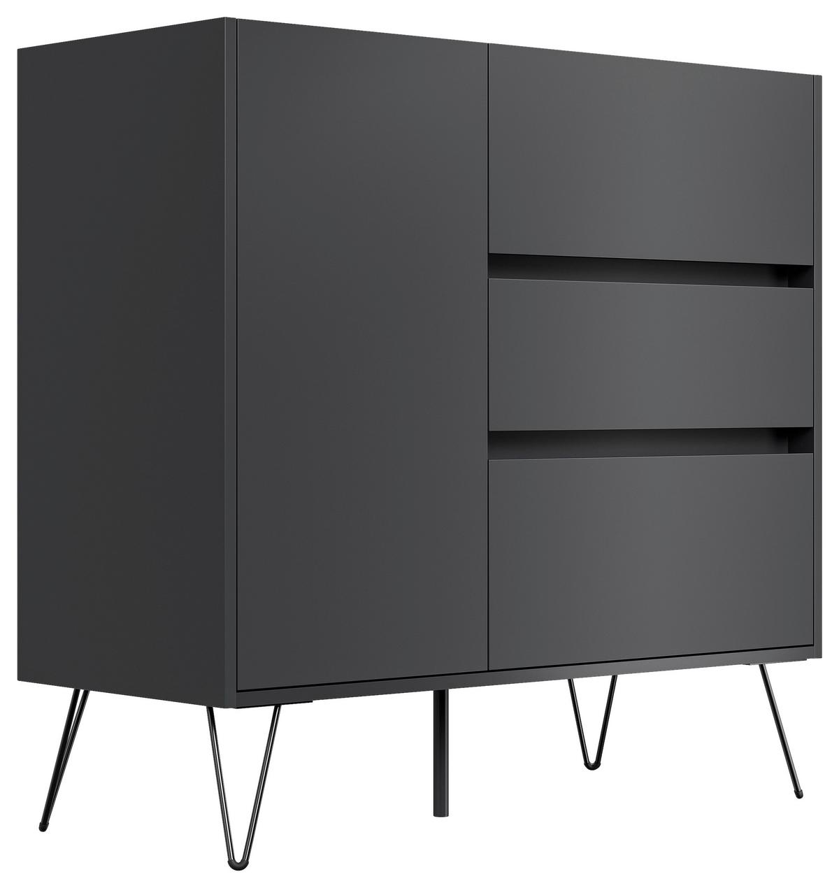 Sideboard Posseik Industrial Graphitfarben B: 99 cm - Schwarz/Graphitfarben, Design, Holzwerkstoff (99/93,6/42cm) - P & B