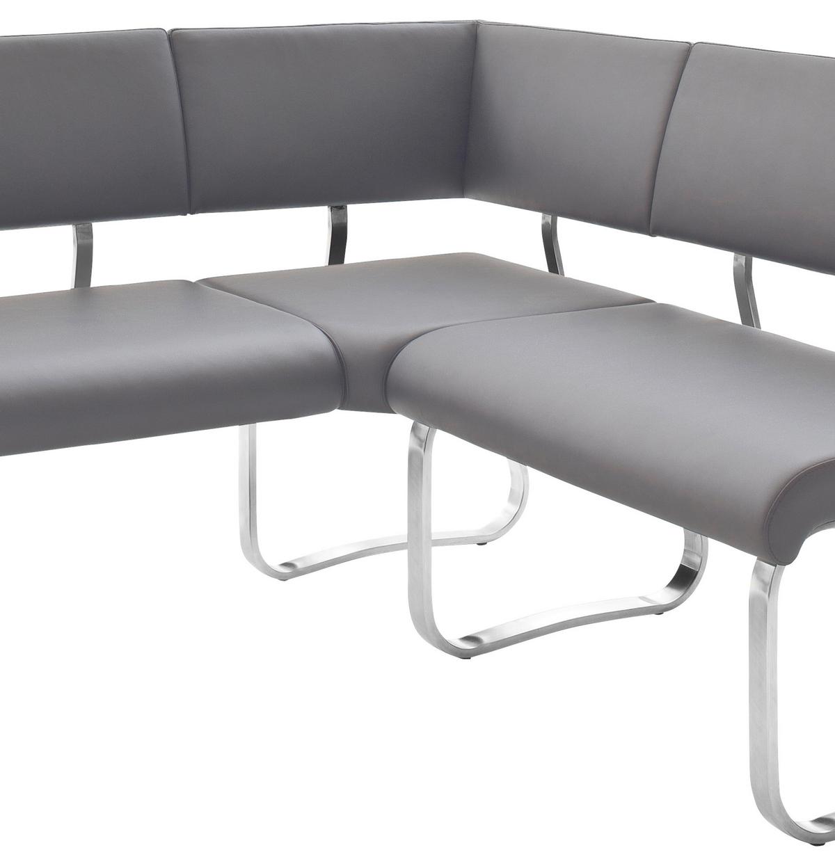 Eckbank Grau Lederlook Arco 200x150 Cm - Edelstahlfarben/Grau, Design, Textil/Metall (200cm) - Livetastic