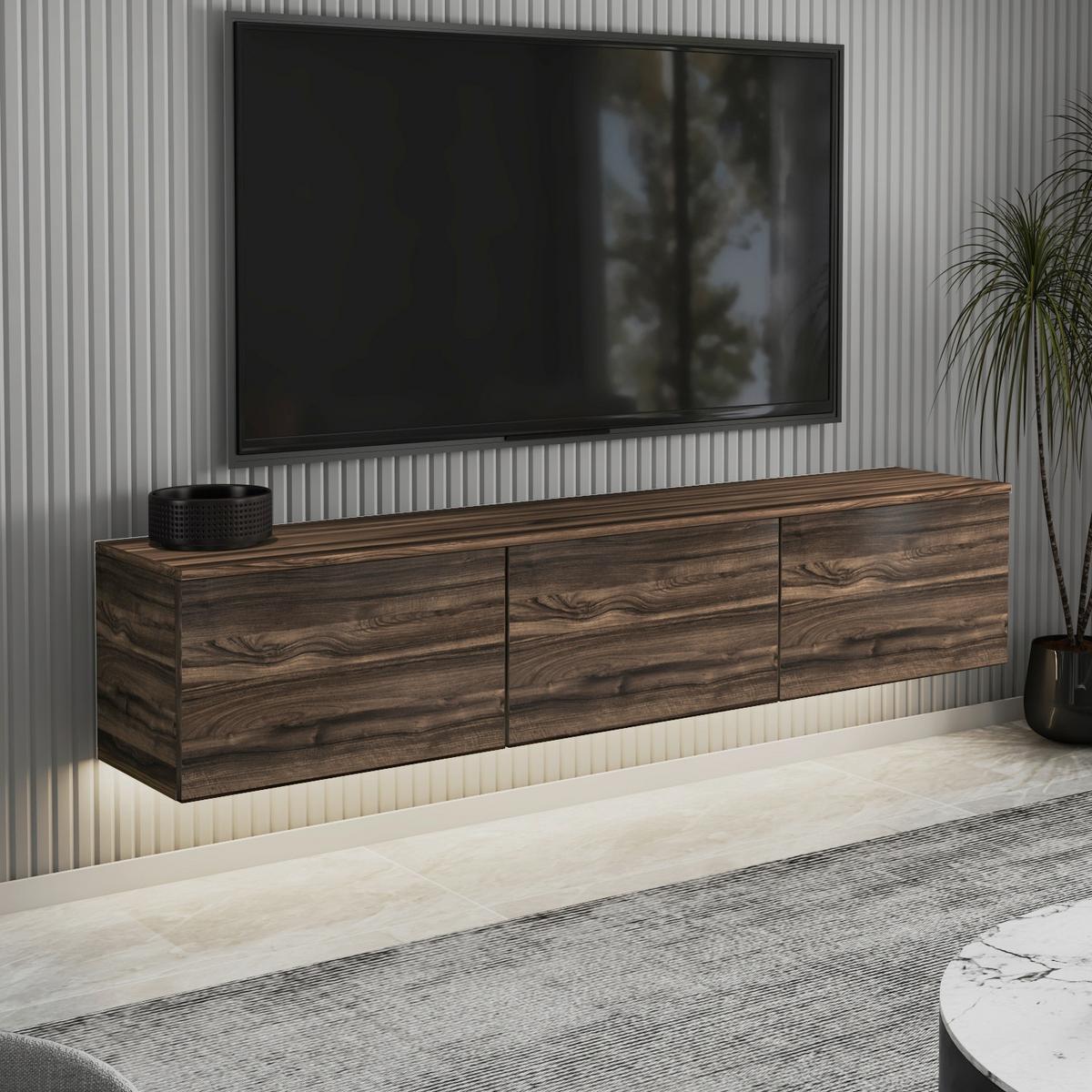 LOWBOARD Neon Nussbaumfarben B: 160cm - Eichefarben/Nussbaumfarben, Design, Holzwerkstoff (160/35/32cm) - Livetastic