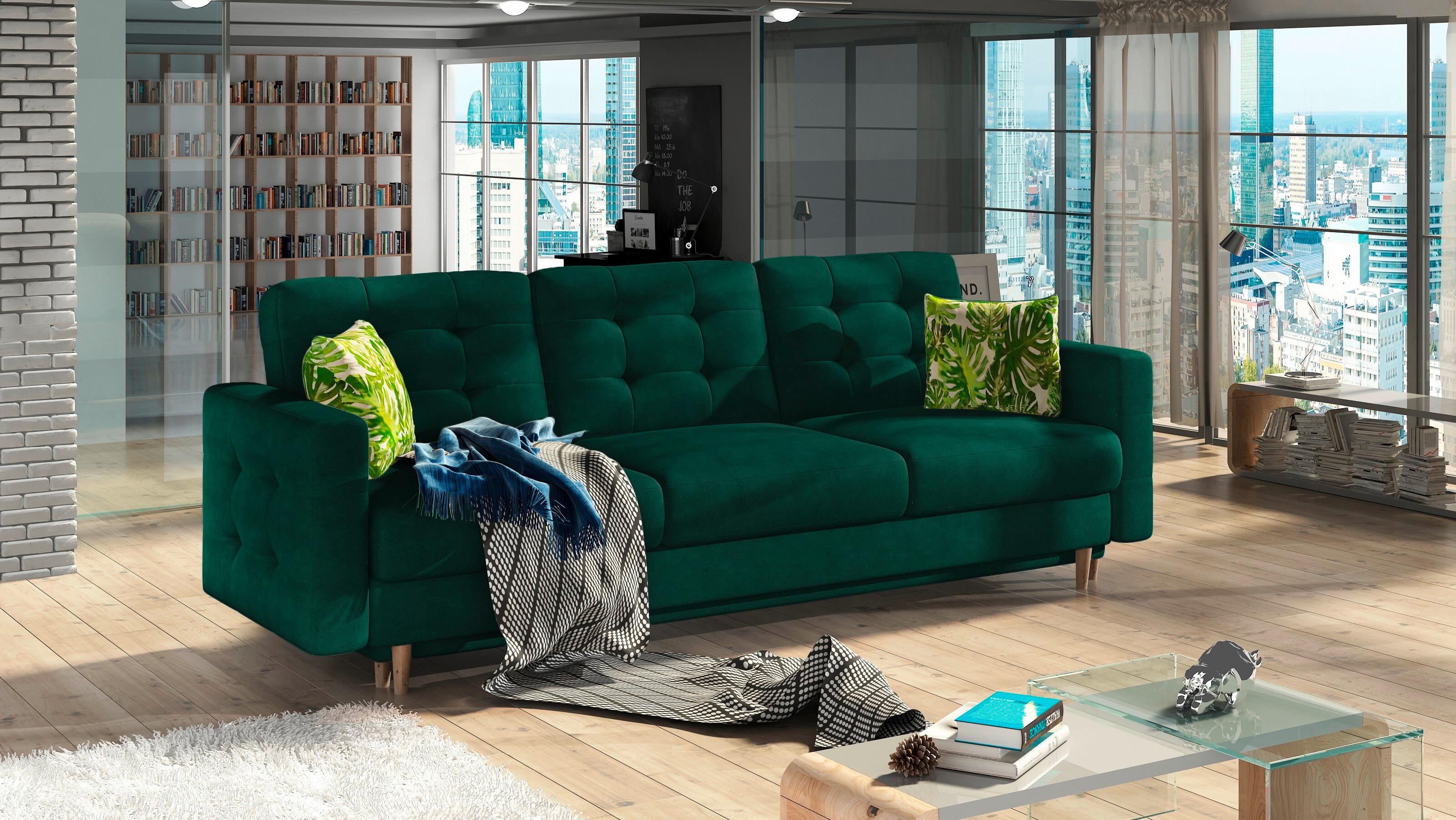 Schlafsofa Asgard Grün B: 230 cm - Buchefarben/Grün, Design, Textil (230/93/92cm) - MID.YOU