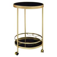 Servierwagen Rund Glas/metall Goldfarben/schwarz - Goldfarben/Schwarz, Design, Glas/Kunststoff (45/45/76cm) - MID.YOU