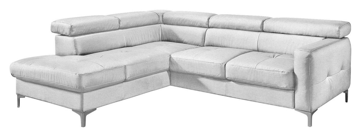 Ecksofa Sammy Hellgrau - Chromfarben/Hellgrau, Design, Textil (207/242cm) - Livetastic