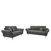 Sitzgarnitur Vanilla 2--Teilig. Grau - Schwarz/Grau, Design, Textil - Livetastic